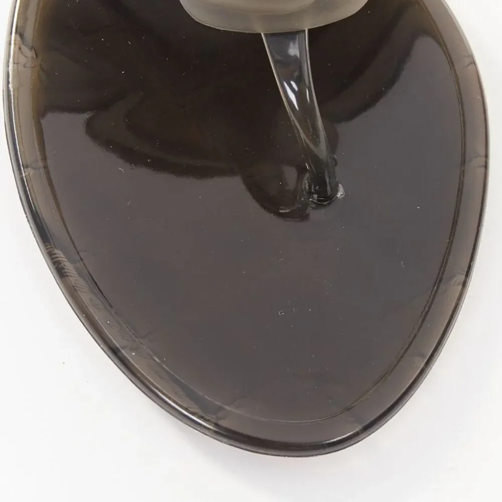 Chanel Grey Clear Camellia Rubber Jelly Sandals